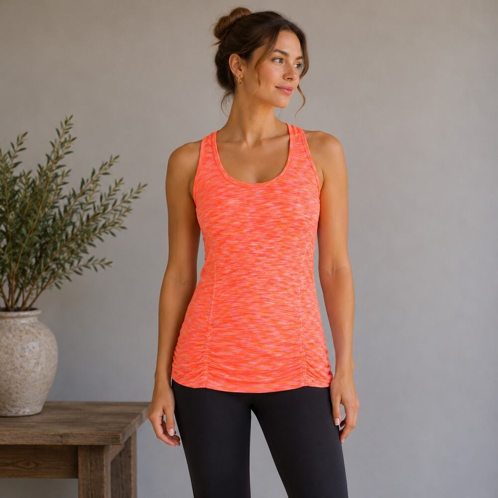 Athleta Neon Orange Space Dye Tank Medium